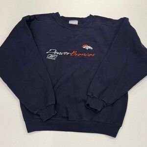Vintage Denver Broncos Navy Reebok Embroidered Crewneck Sweatshirt